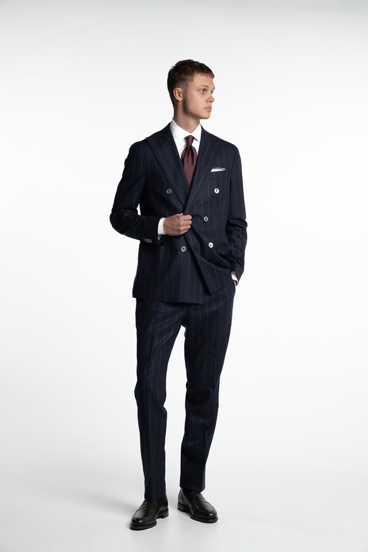 Prato Flannel Trousers Pinstripe Navy