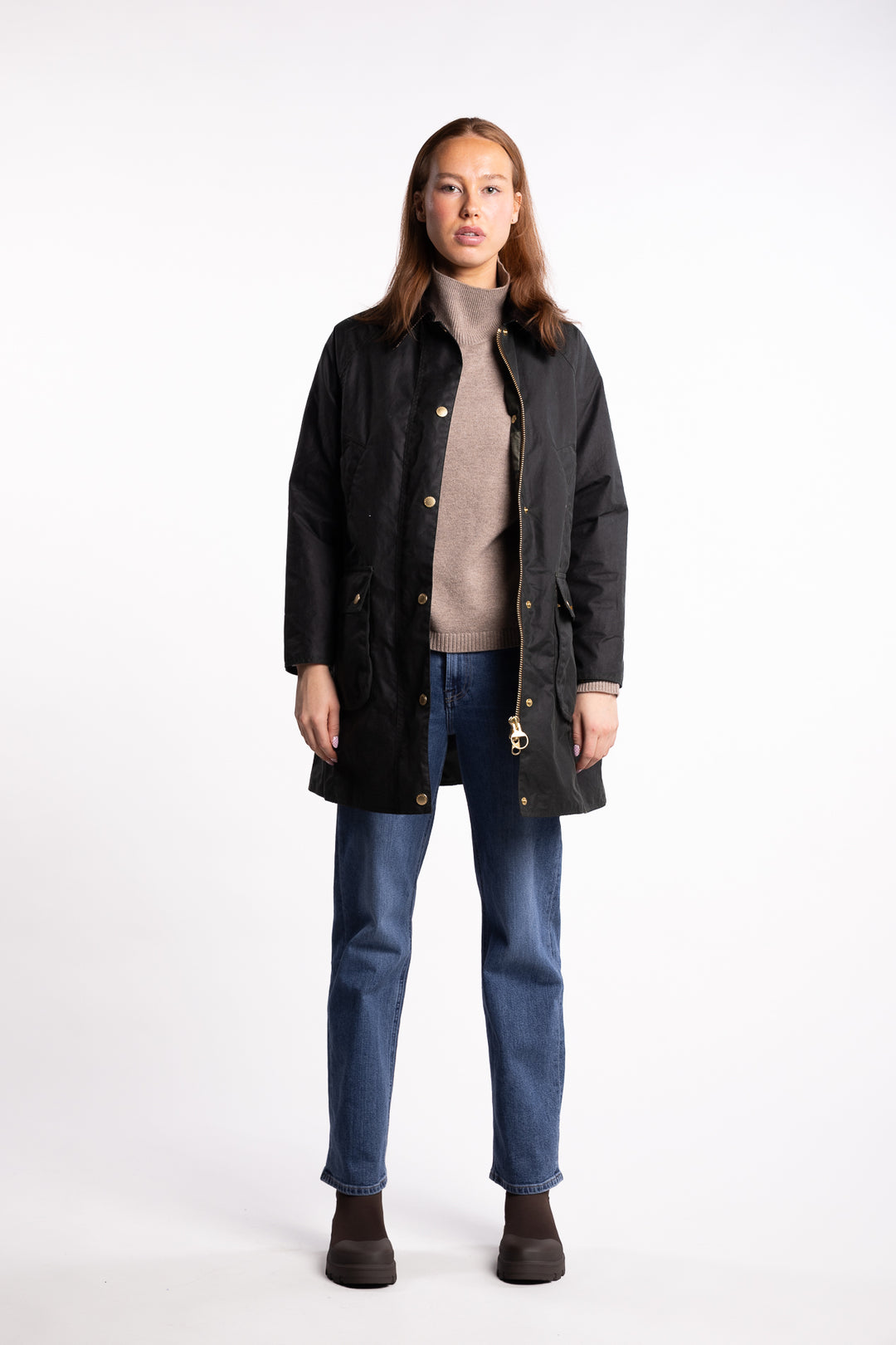 Long Beadnell Wax Jacket- Sage