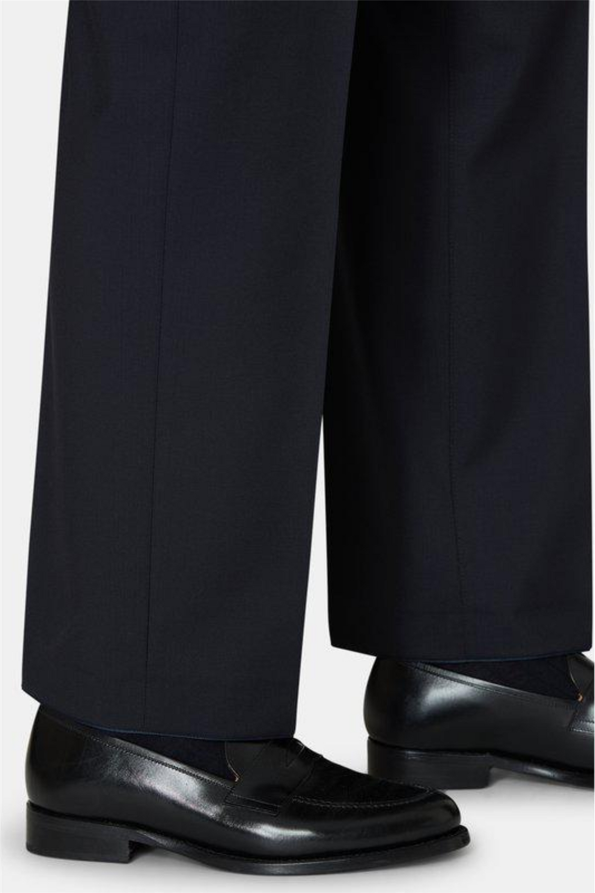 Del S Straight Fit Wool Trousers Navy