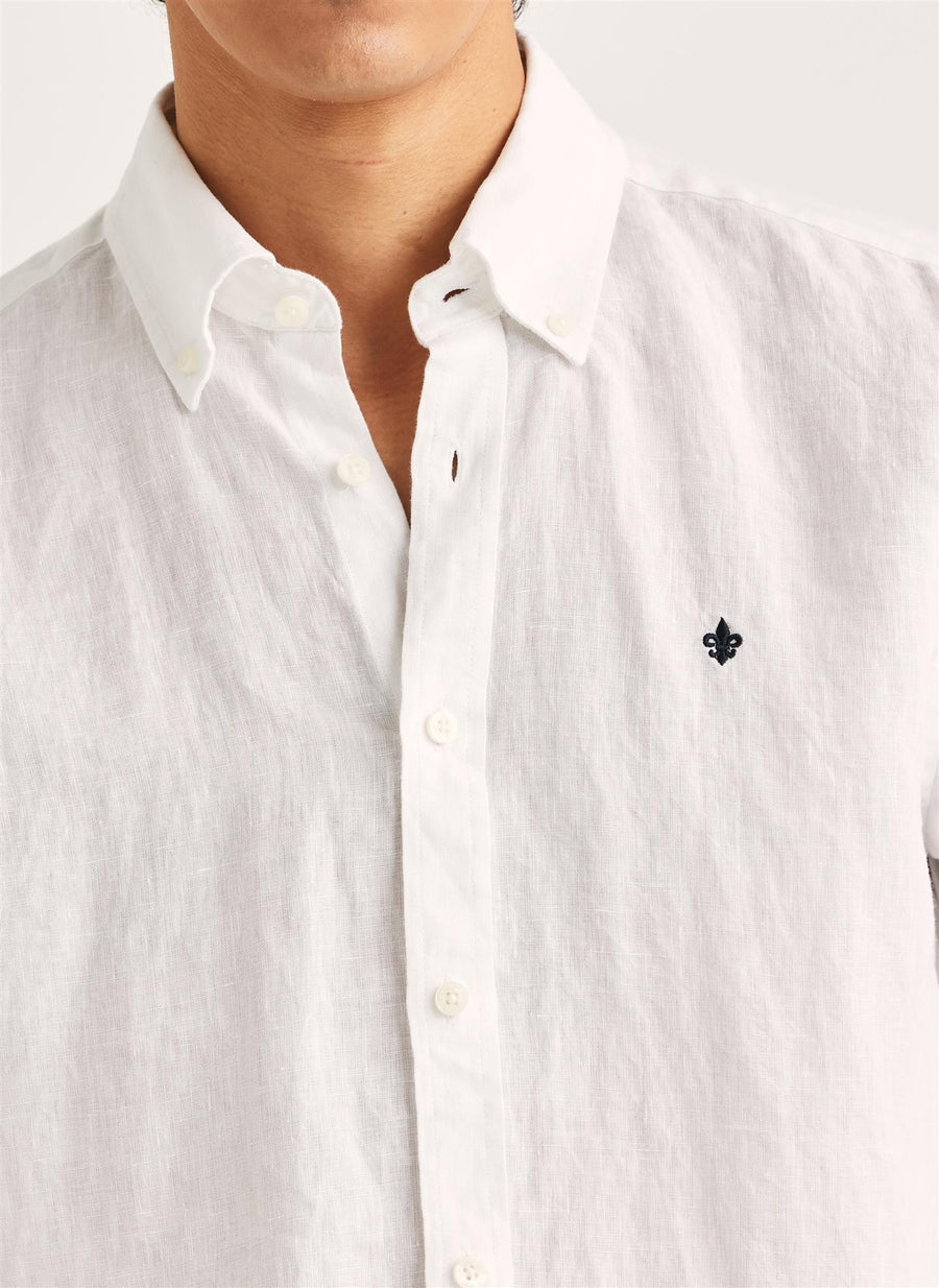 Douglas Classic Fit Linen Shirt Off White
