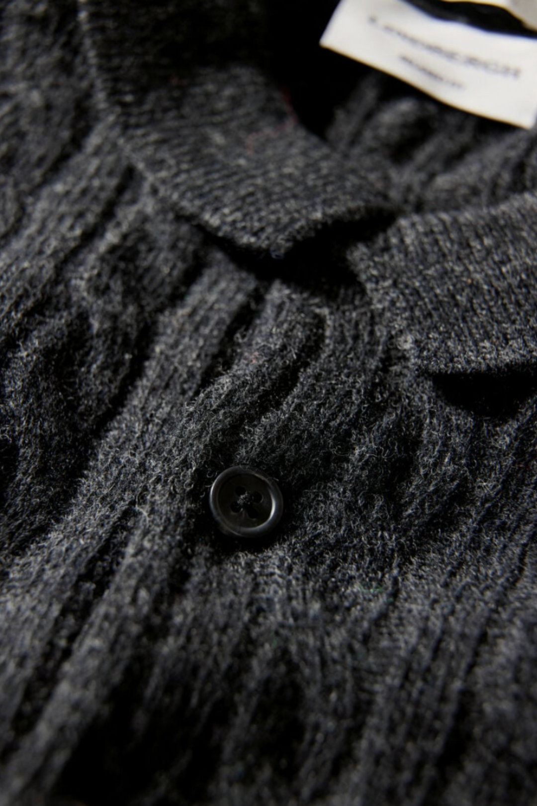 Lambswool L/S Button Polo Charcoal Mel
