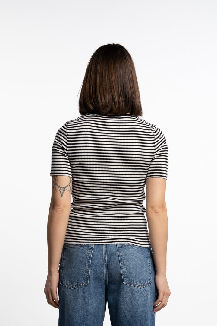 Alessia Tee - Cream and Black Stripe