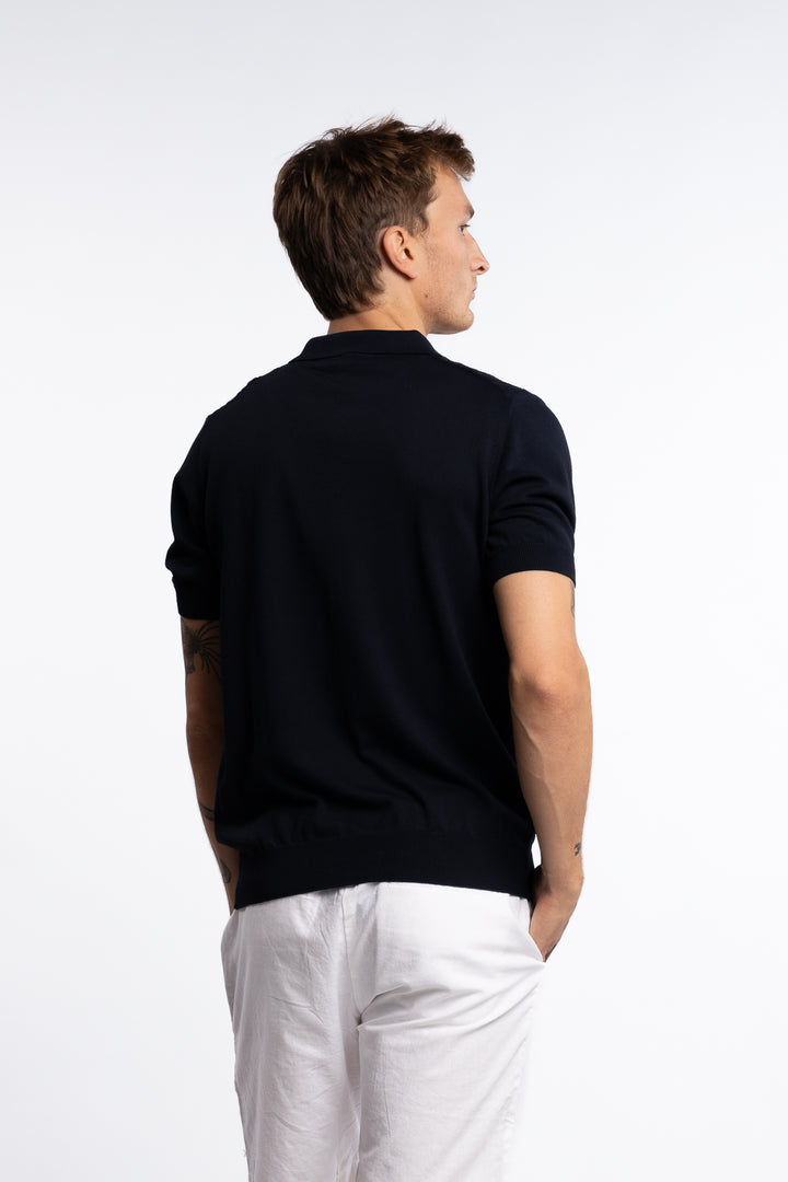 Mirza Cableknit Poloshirt Navy