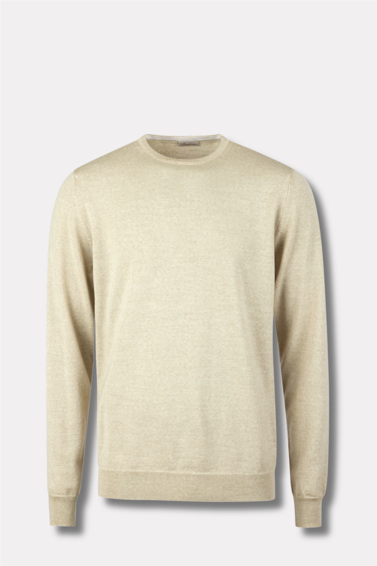 Merino Wool Crew Neck Elbow Patch Light Beige Pattern