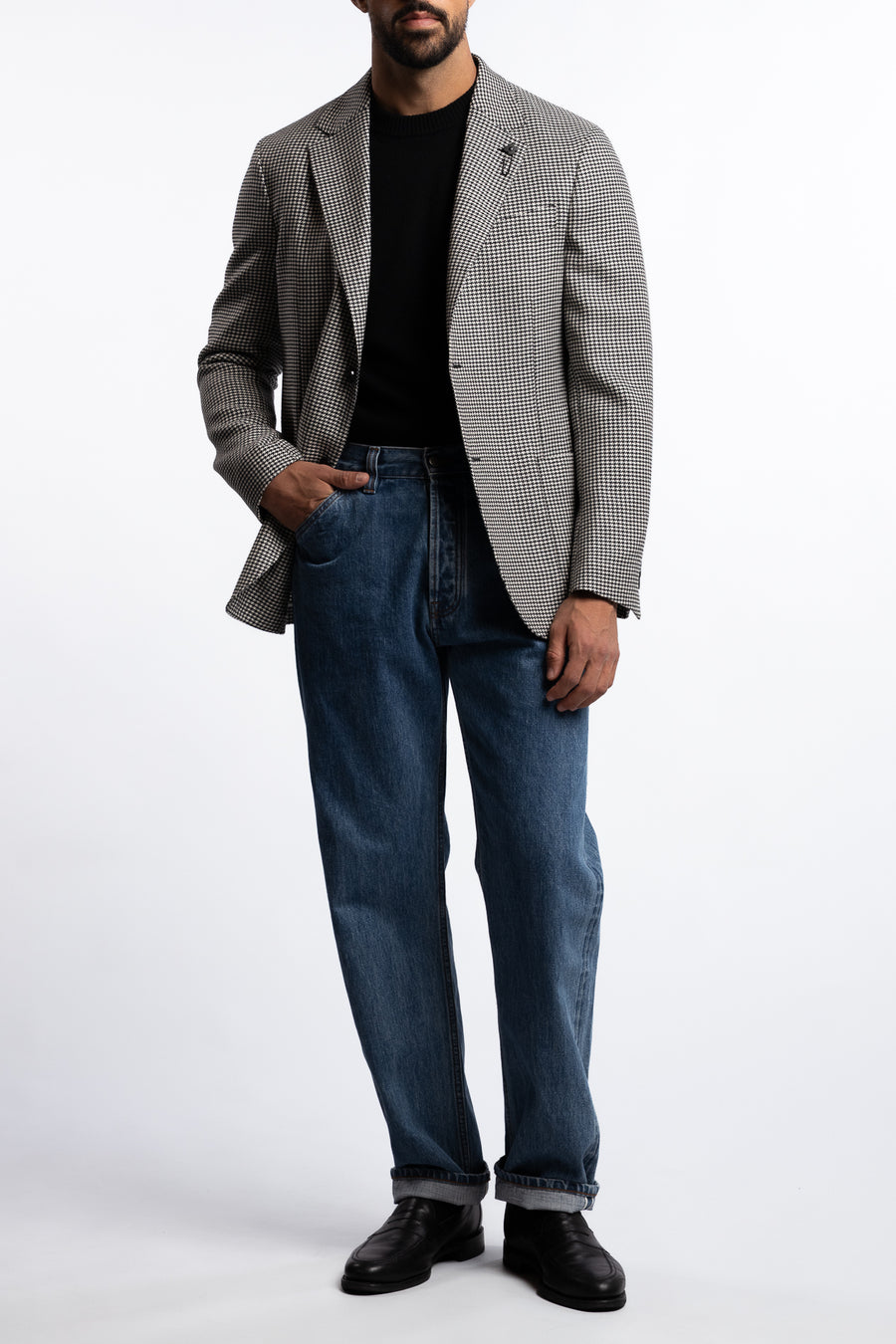 Roma Wool Regular Fit Blazer Black/White Houndstooth