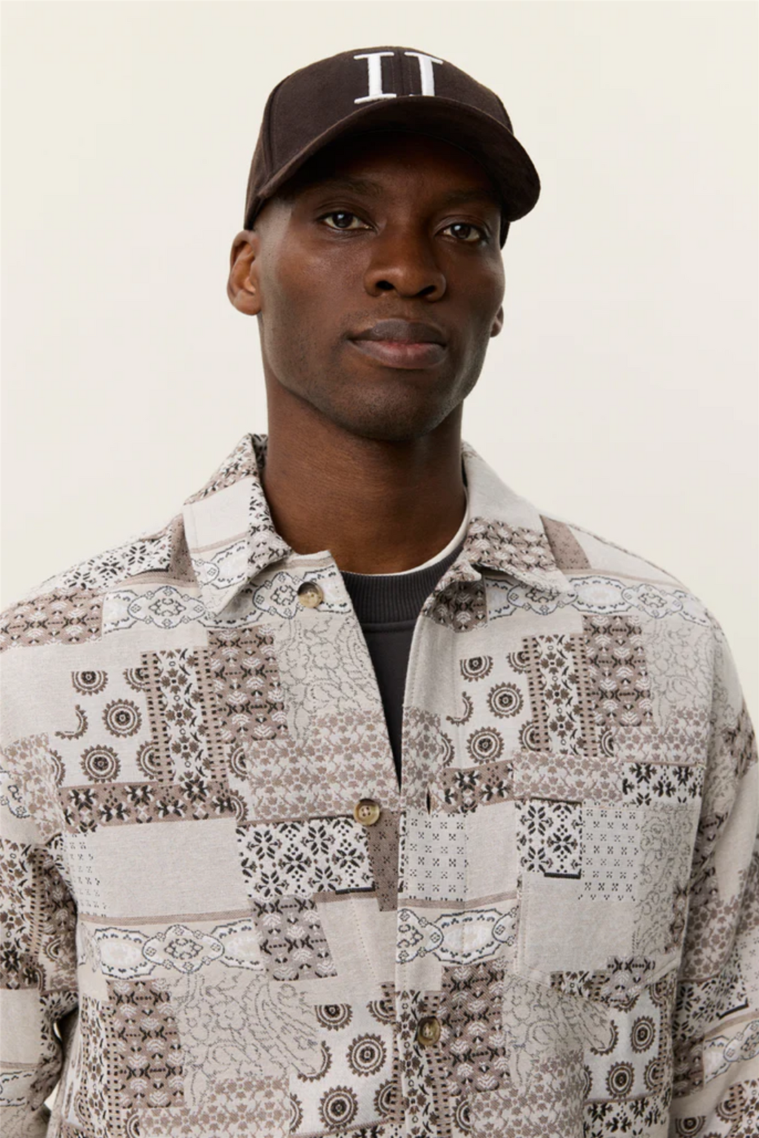 Layton Patchwork Jacquard Overshirt Light Sand