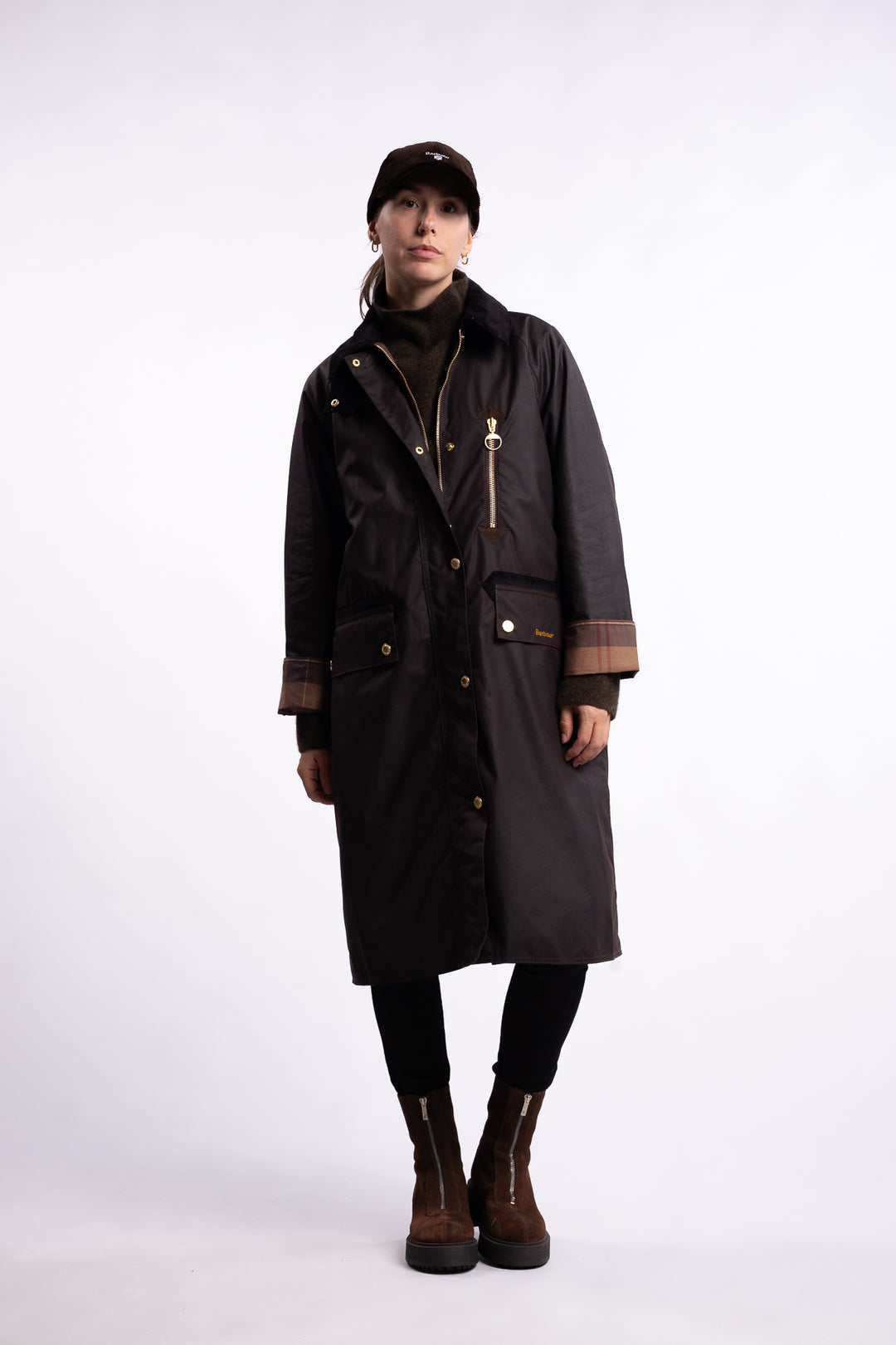 Long Evette Wax Jacket- Rustic