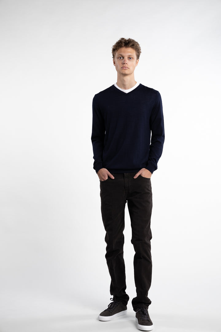 Venetie V-Neck Sweater Dark Navy