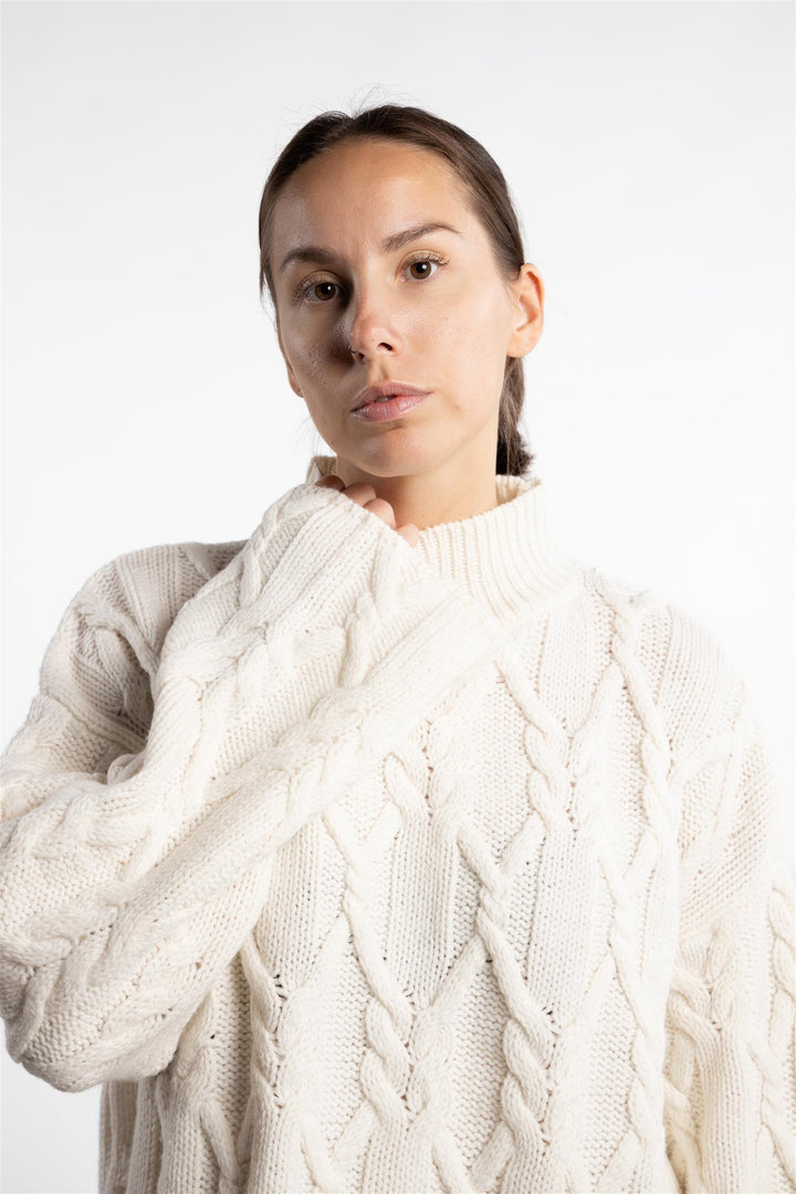 Chunky Cable Turtleneck- Ecru