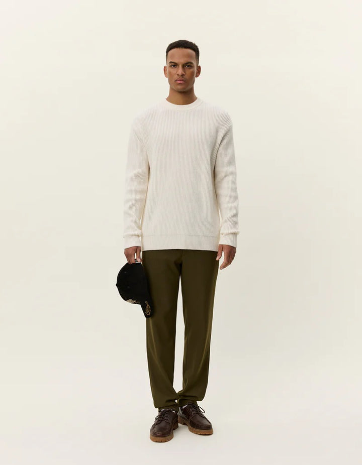 Eddie Wool Rib Crewneck Knit Ivory