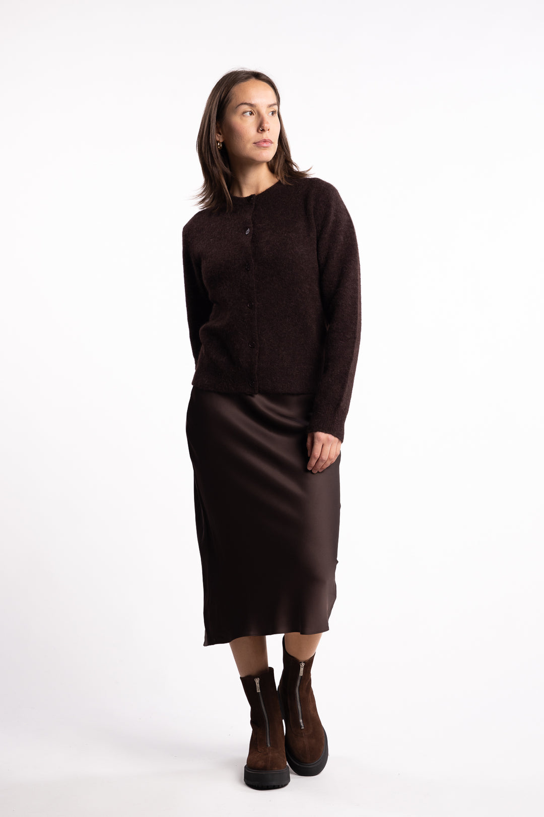Nor Short Cardigan 7355 - Black Coffee