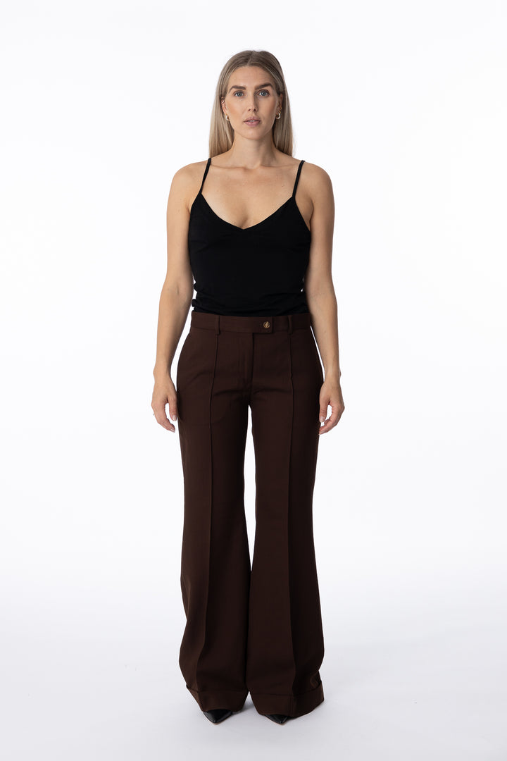 Tailored Flared Trousers- Chestnut Brown