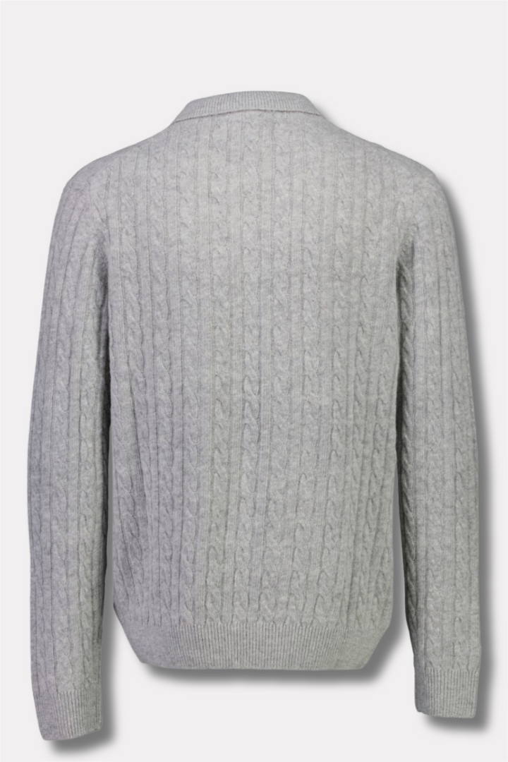 Lambswool L/S Button Polo Mid Grey Mel