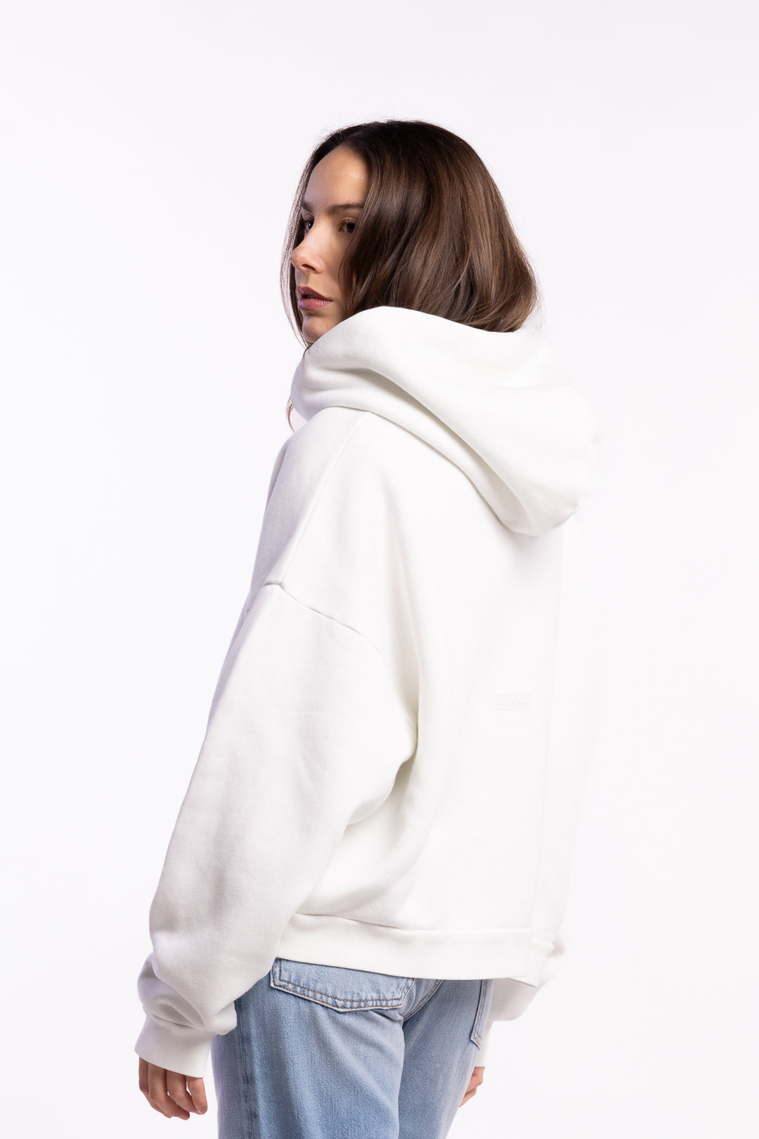 Logo Fleece Hoodie- Ice White