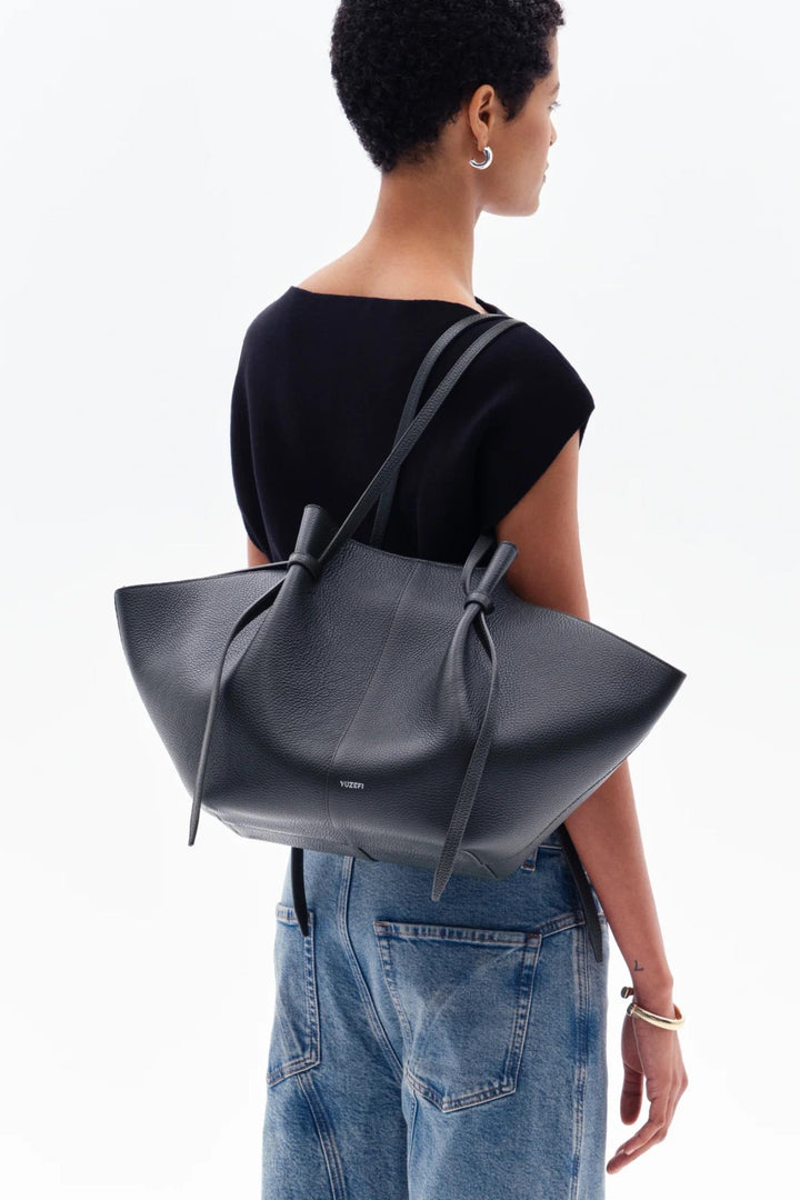 Large Mochi- Black Pebble Grained Leather