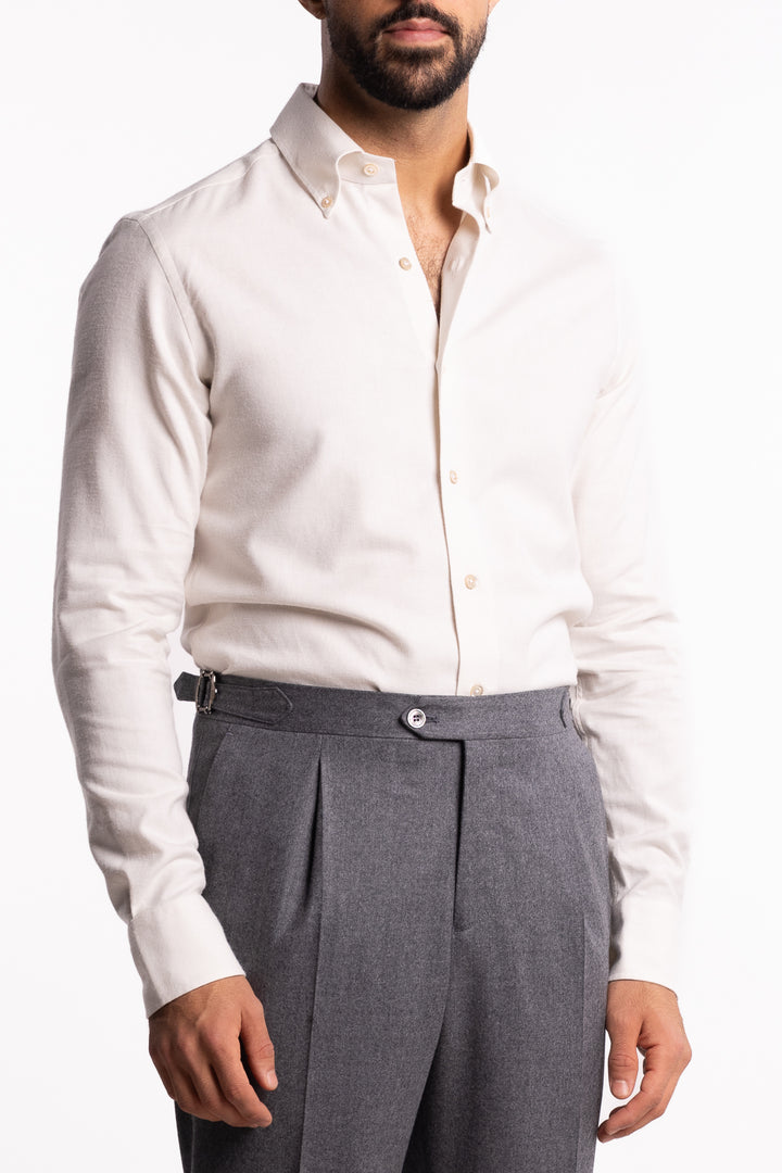 Button Down Flannel Shirt Off White