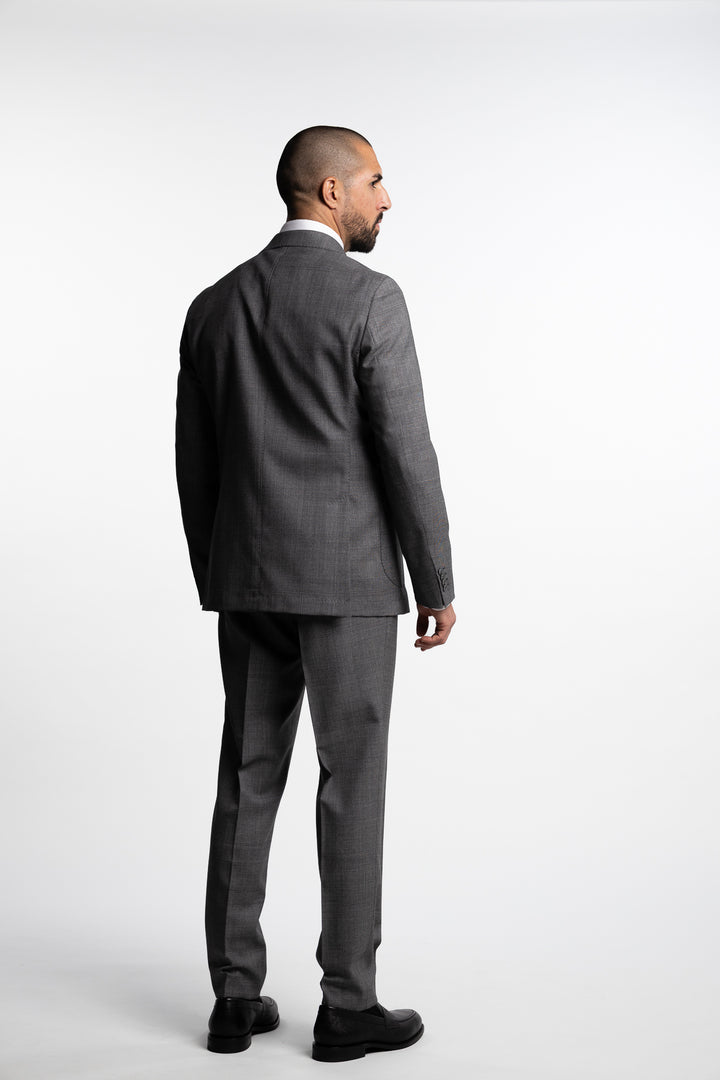 Vicenza Double Breasted Wool Blazer Grey Check