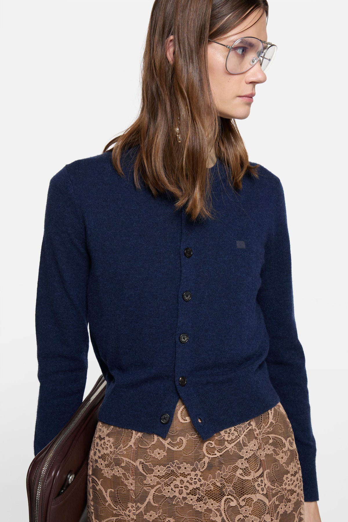 Fitted Cardigan Navy Melange