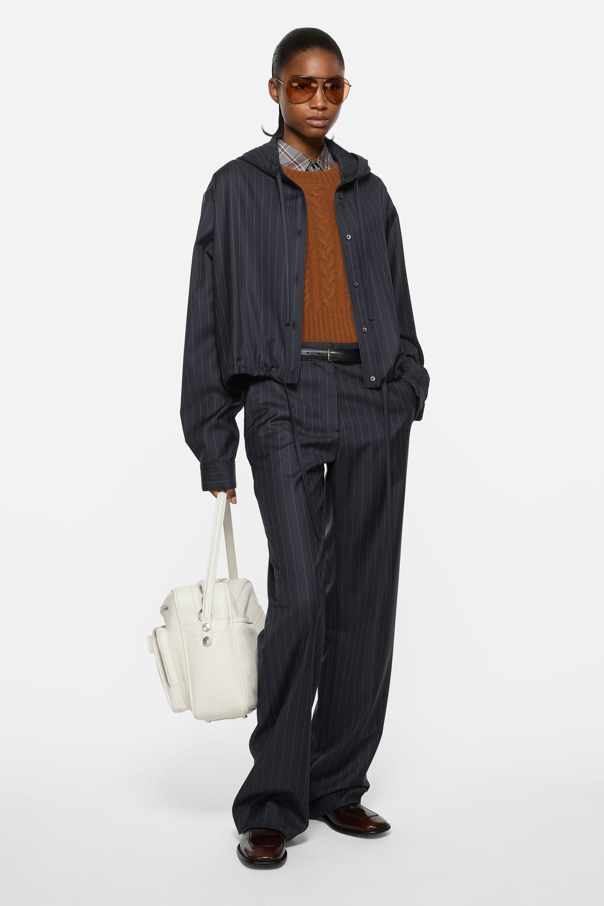 Hooded Shirt Navy Blue - Acne Studios, modellbilde forfra