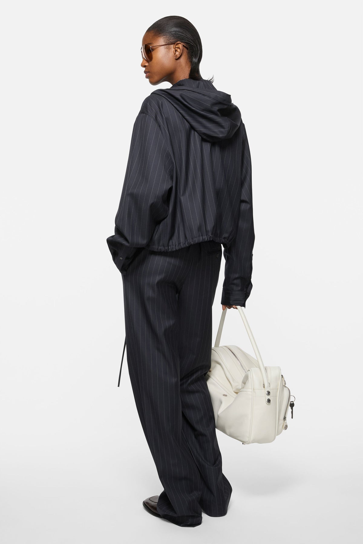 Hooded Shirt Navy Blue - Acne Studios, modellbilde bakfra