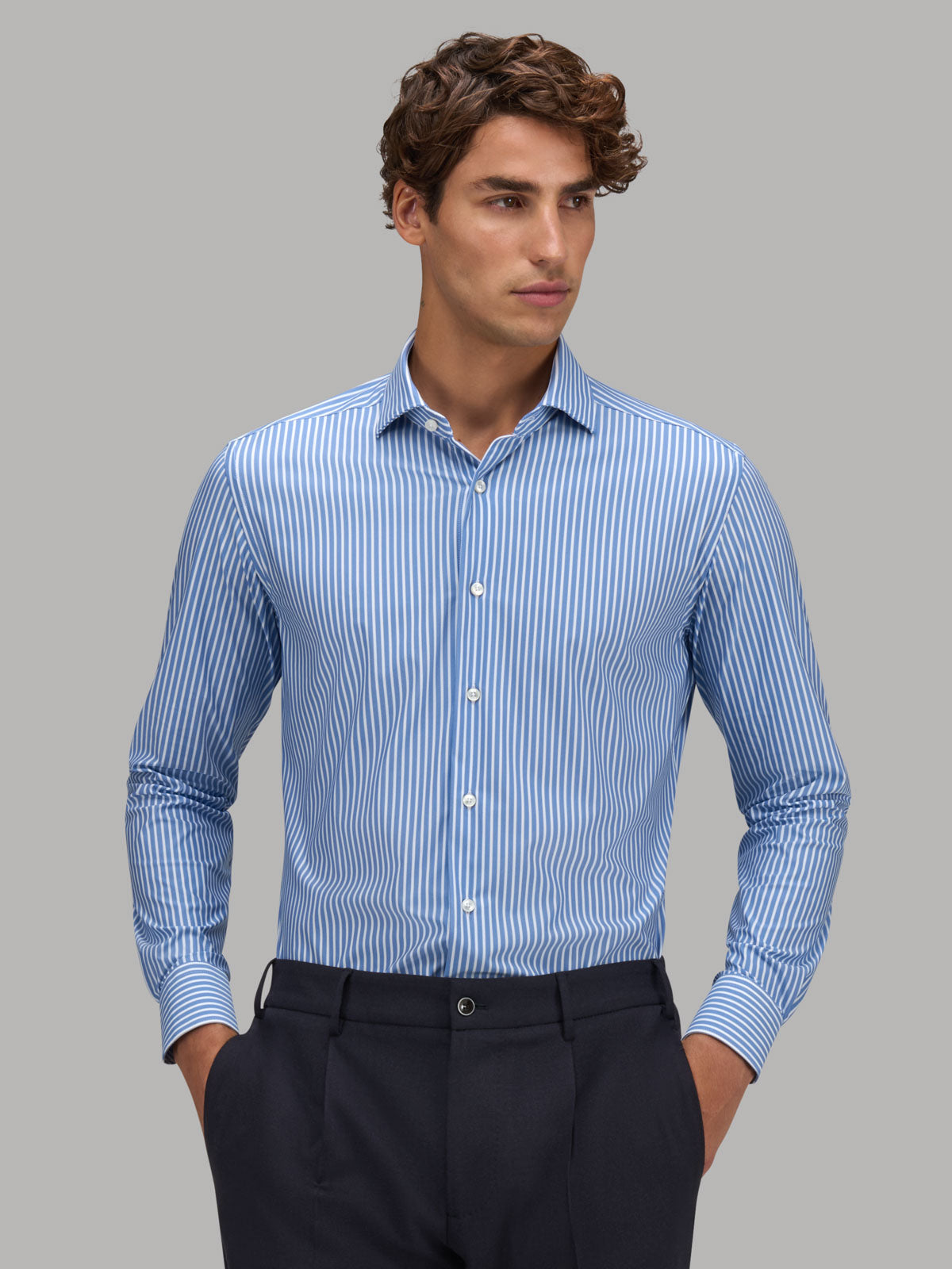 Active Shirt Tailor Fit Striped Blue/White - bilde