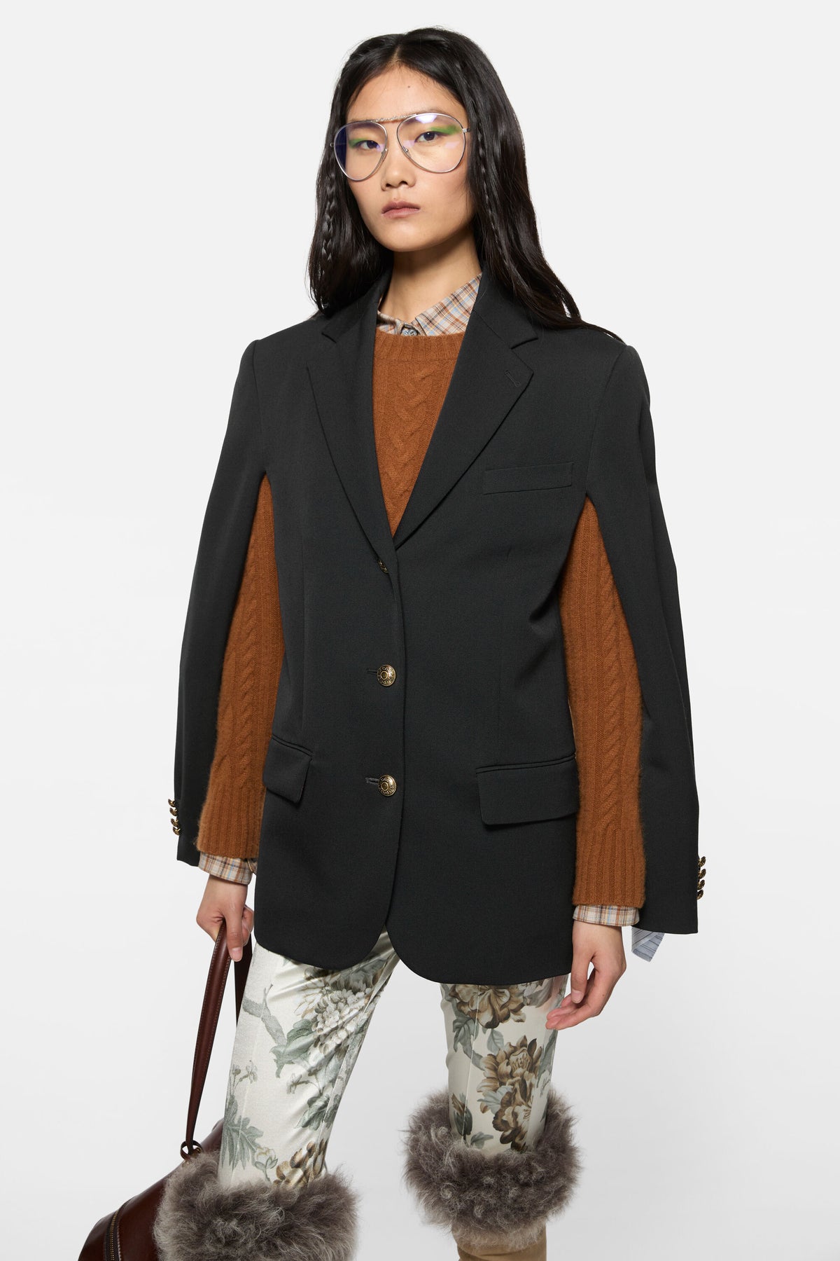 Layered wool suit jacket Navy blue