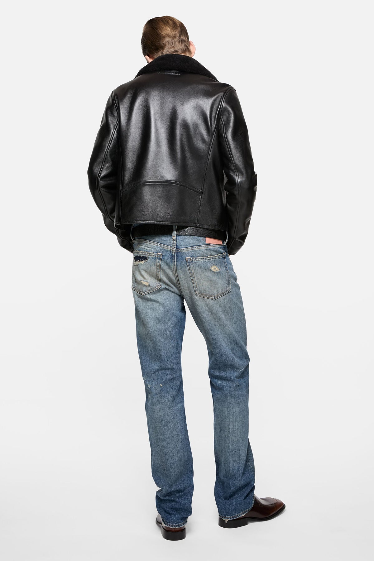 Leather Jacket Black - Acne Studios, modellbilde bakfra