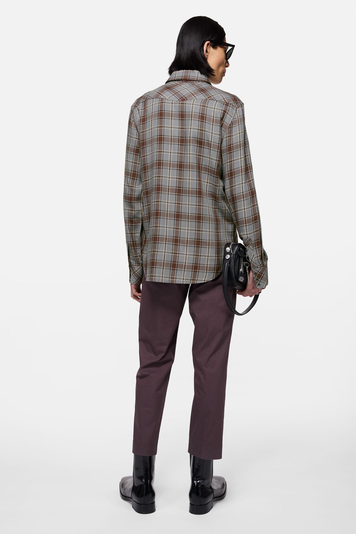 Flannel Check Button-up Shirt Multi grey - modellbilde