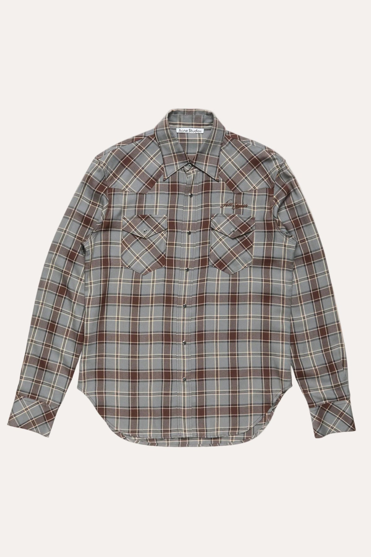 Flannel Check Button-up Shirt Multi grey - modellbilde