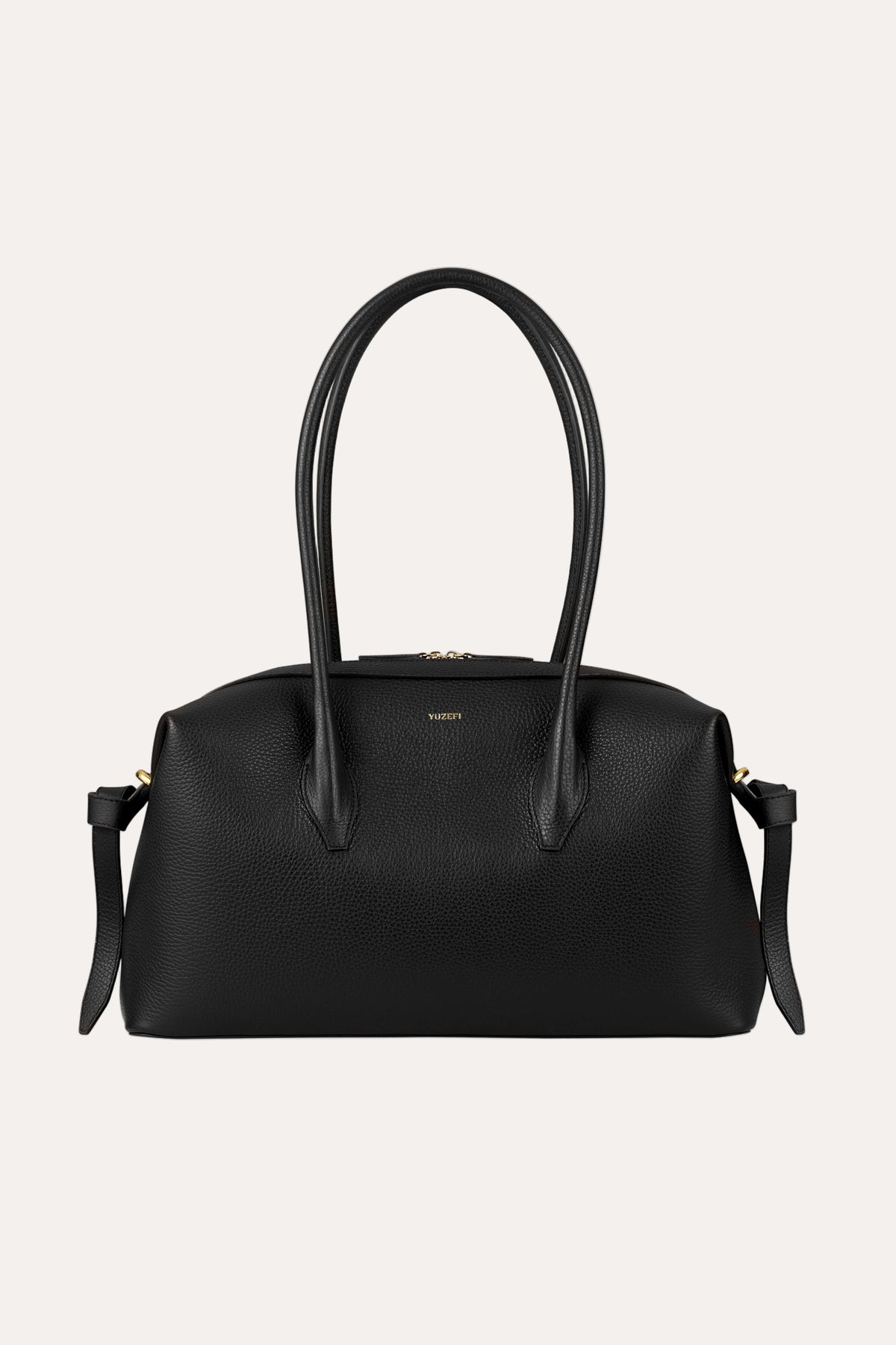 Brioche Duffle Black Pebble Grained Leather - packshot