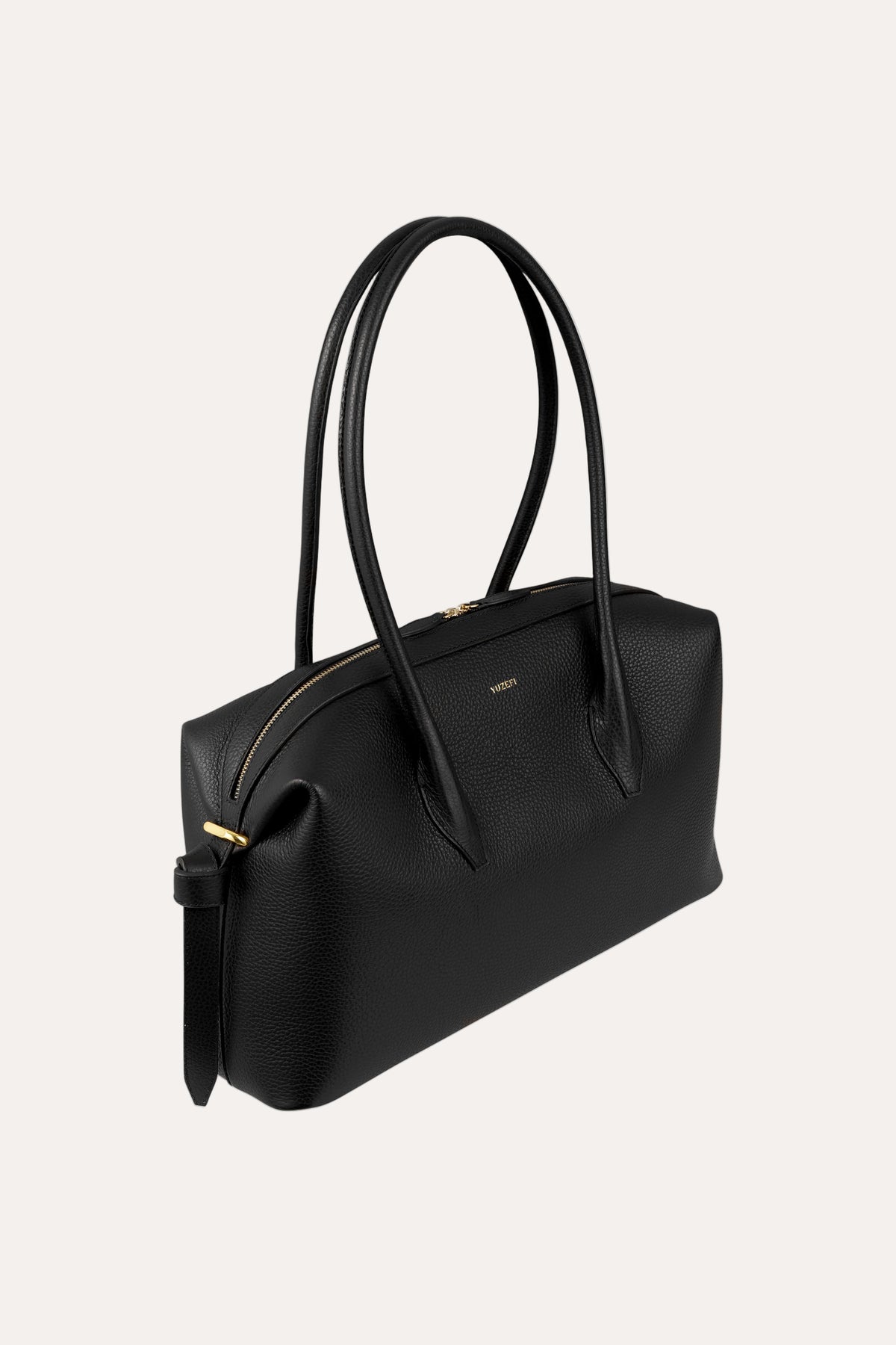 Brioche Duffle Black Pebble Grained Leather - packshot vinkel