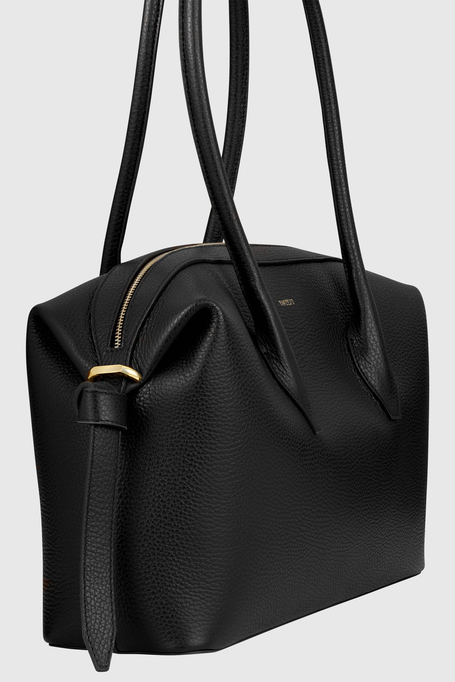 Brioche Duffle Black Pebble Grained Leather - detaljbilde