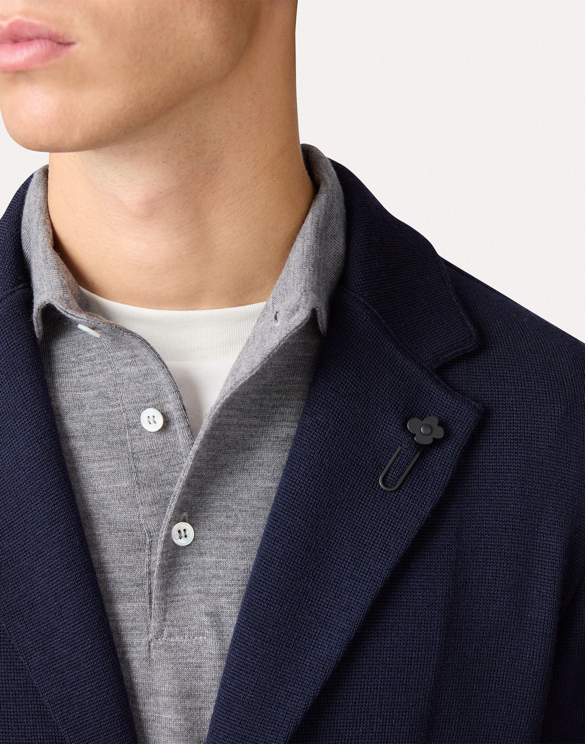 Single-Breasted Knit Jacket Navy