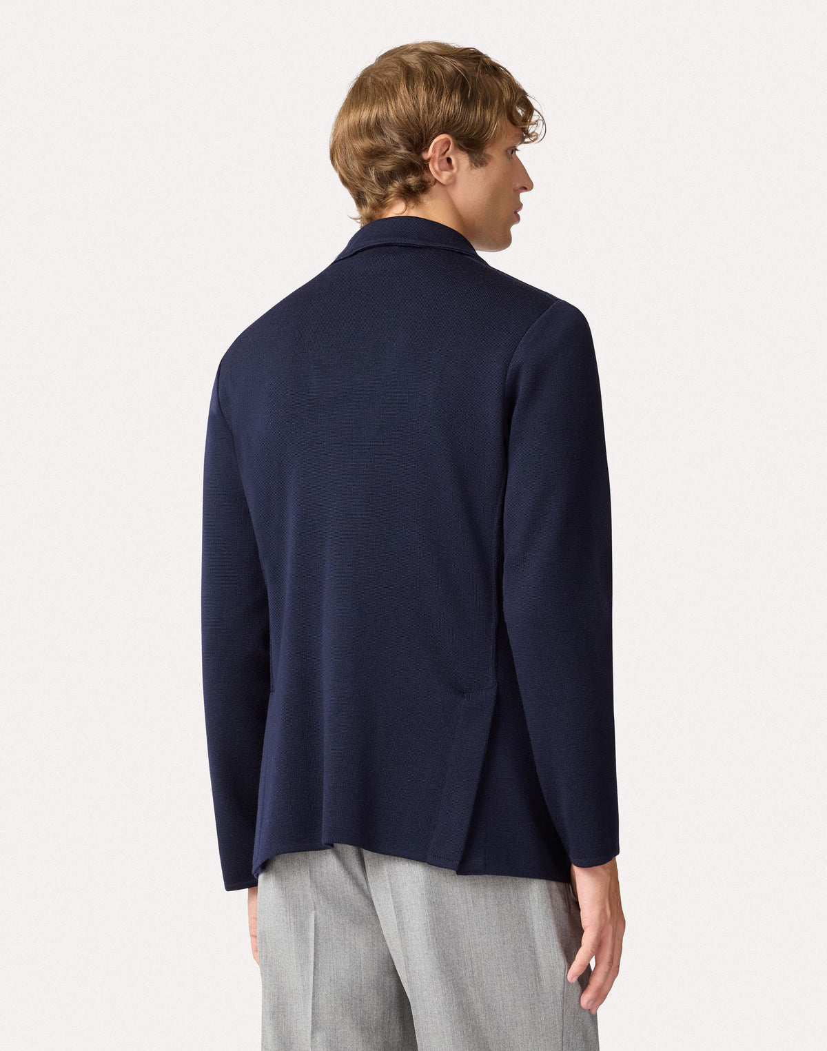 Single-Breasted Knit Jacket Navy