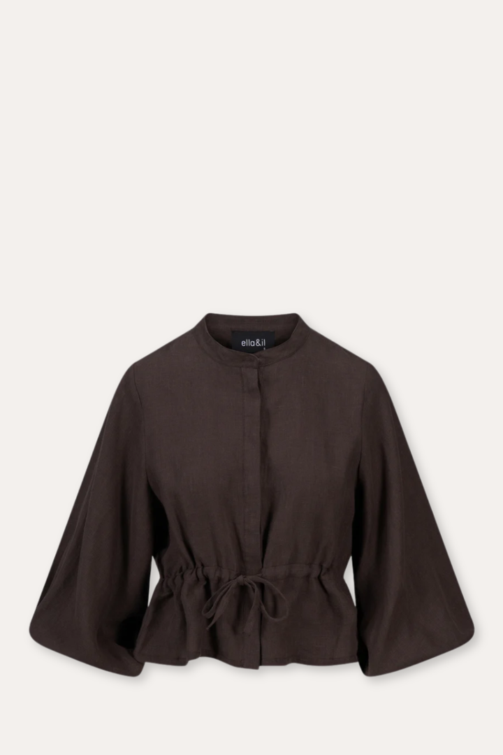 Camille Linen Shirt- Dark Brown