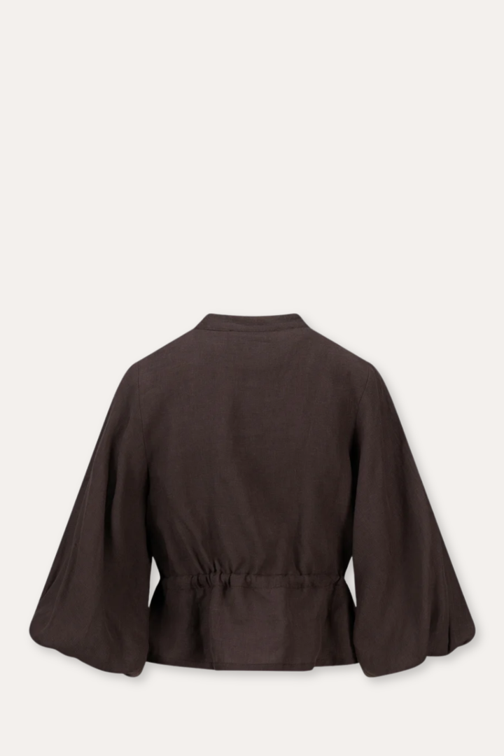 Camille Linen Shirt- Dark Brown