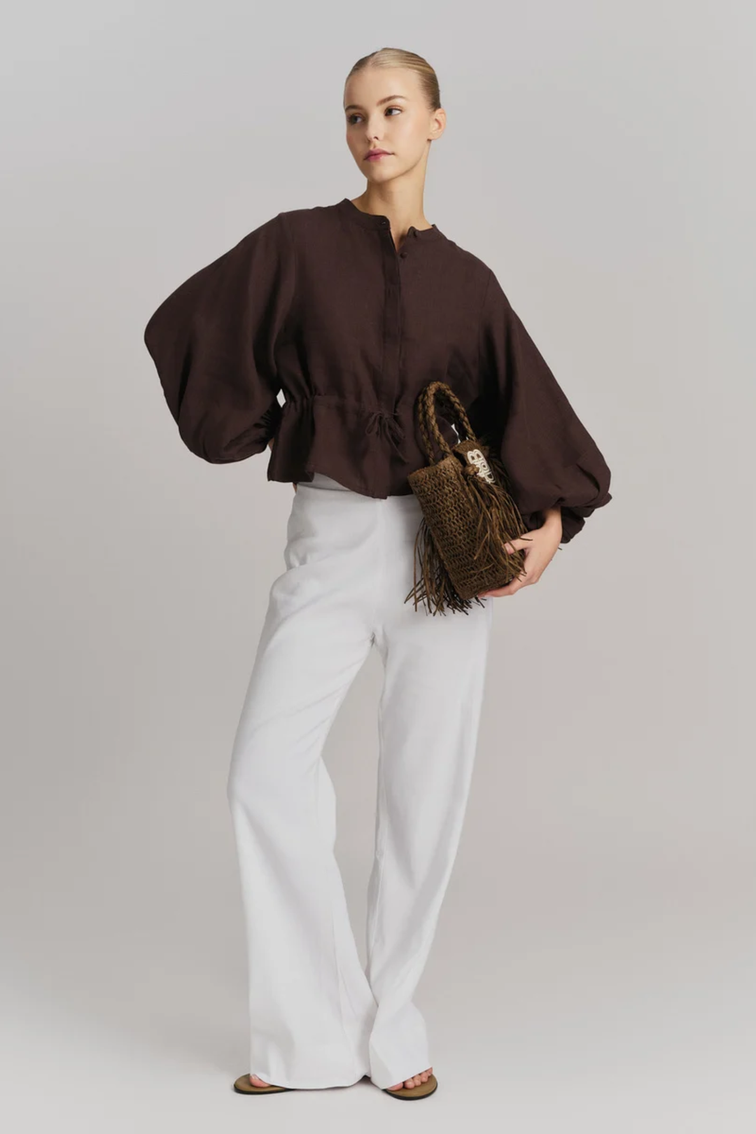 Camille Linen Shirt- Dark Brown