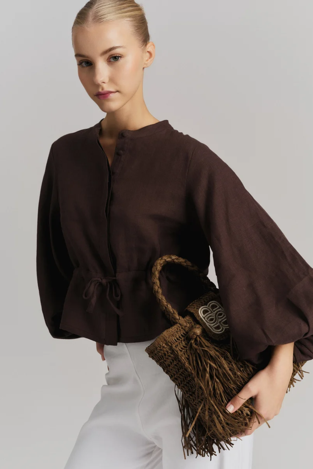 Camille Linen Shirt- Dark Brown