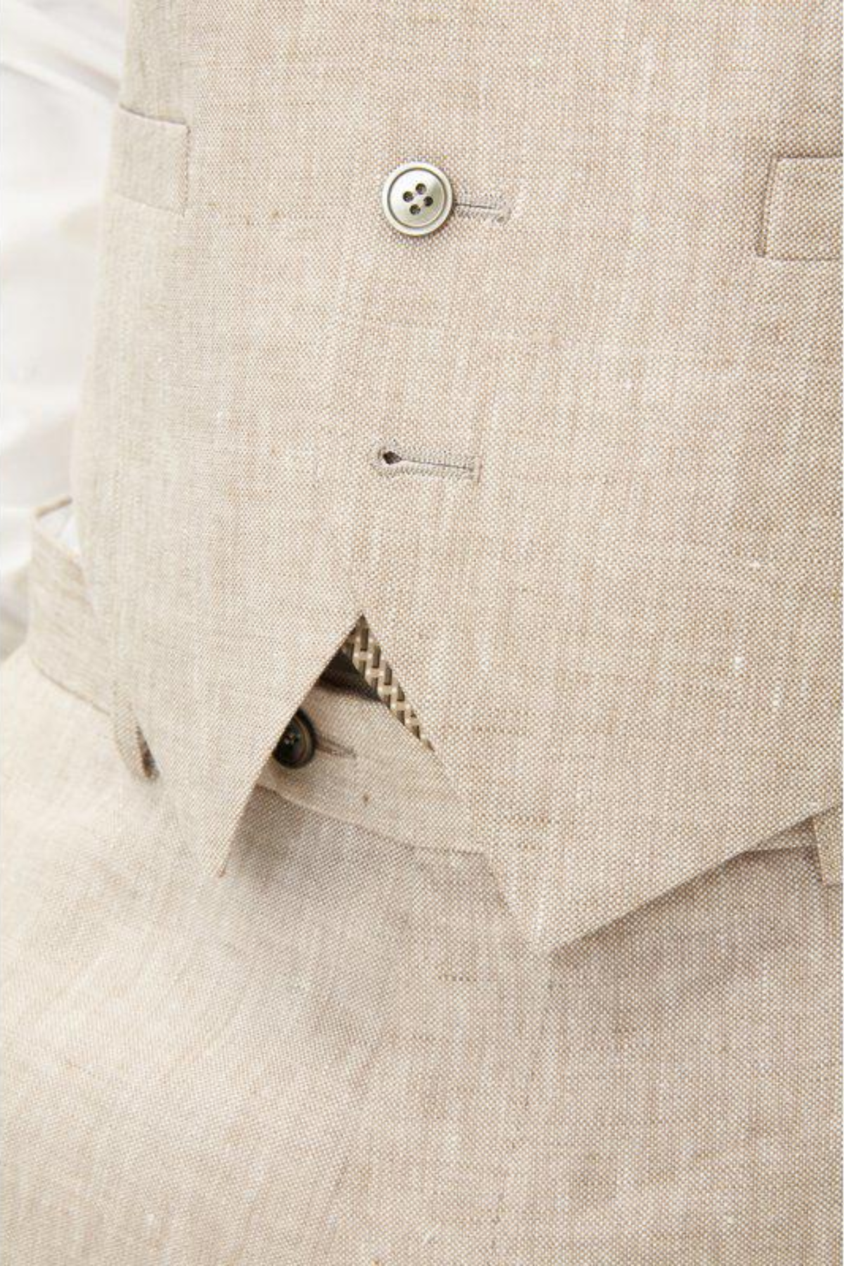 Carlo Regular Fit Linen Waistcoat Trench Beige