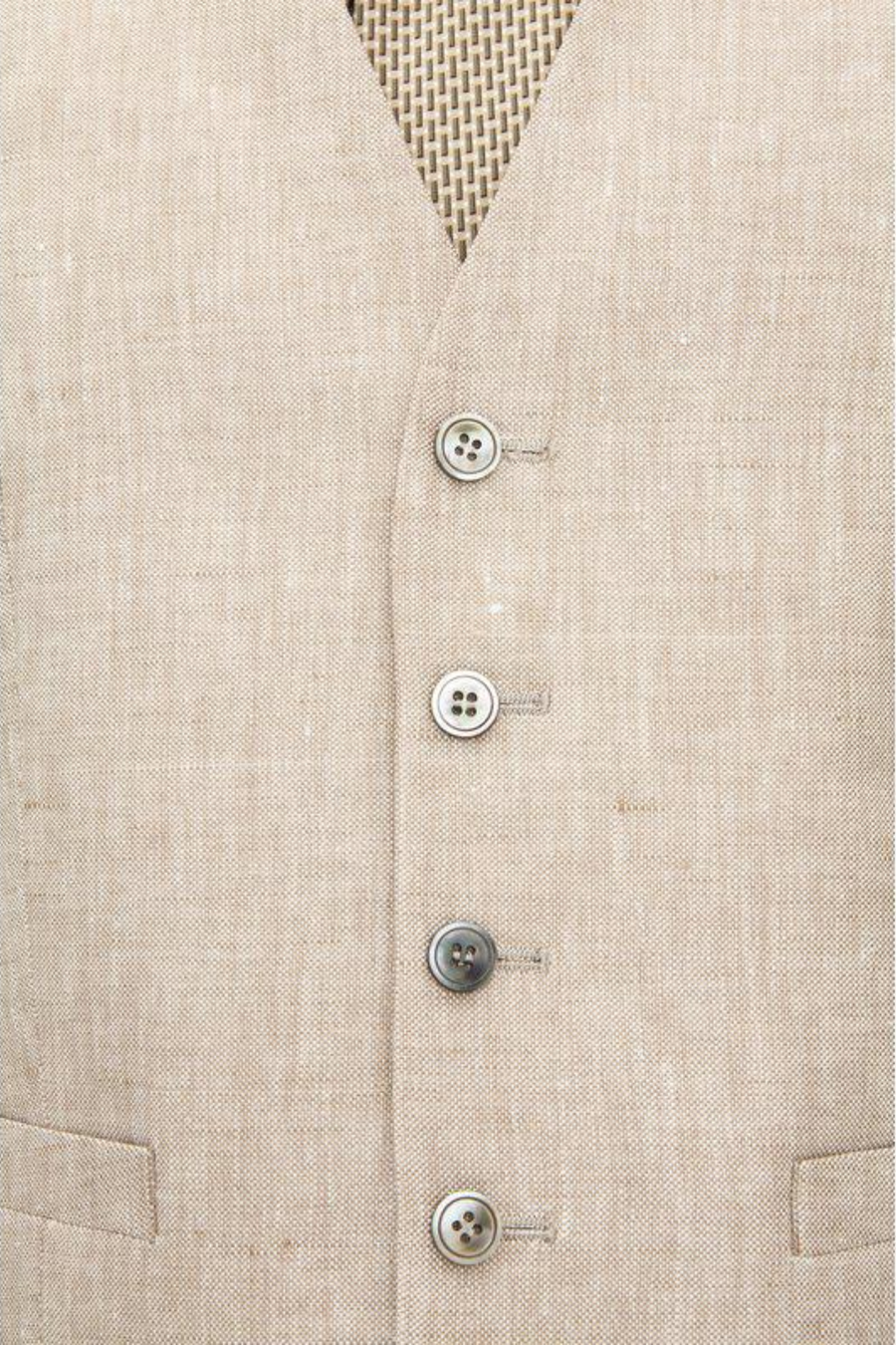 Carlo Regular Fit Linen Waistcoat Trench Beige