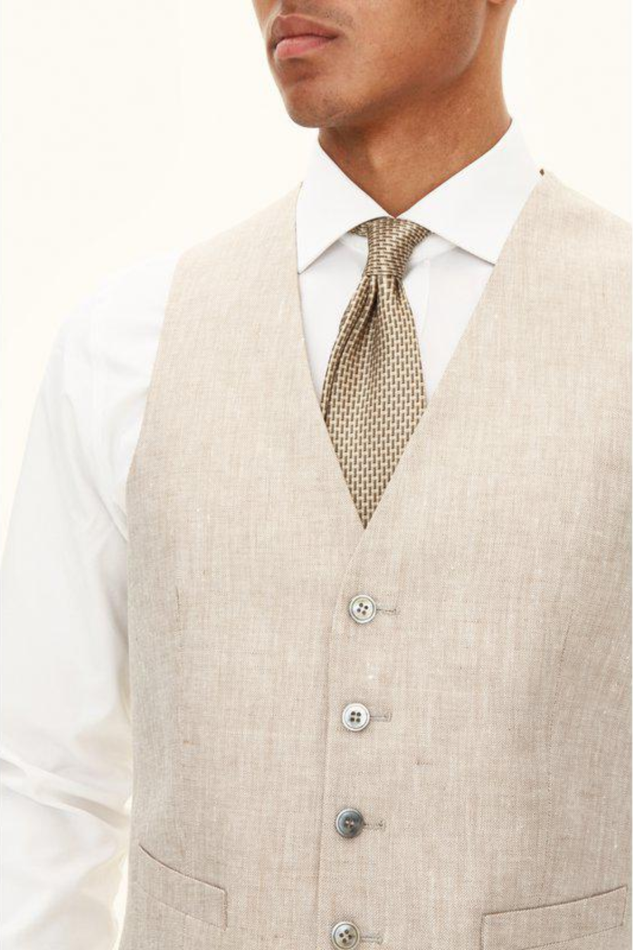 Carlo Regular Fit Linen Waistcoat Trench Beige