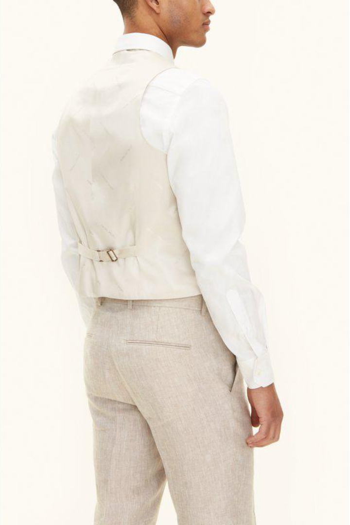 Carlo Regular Fit Linen Waistcoat Trench Beige