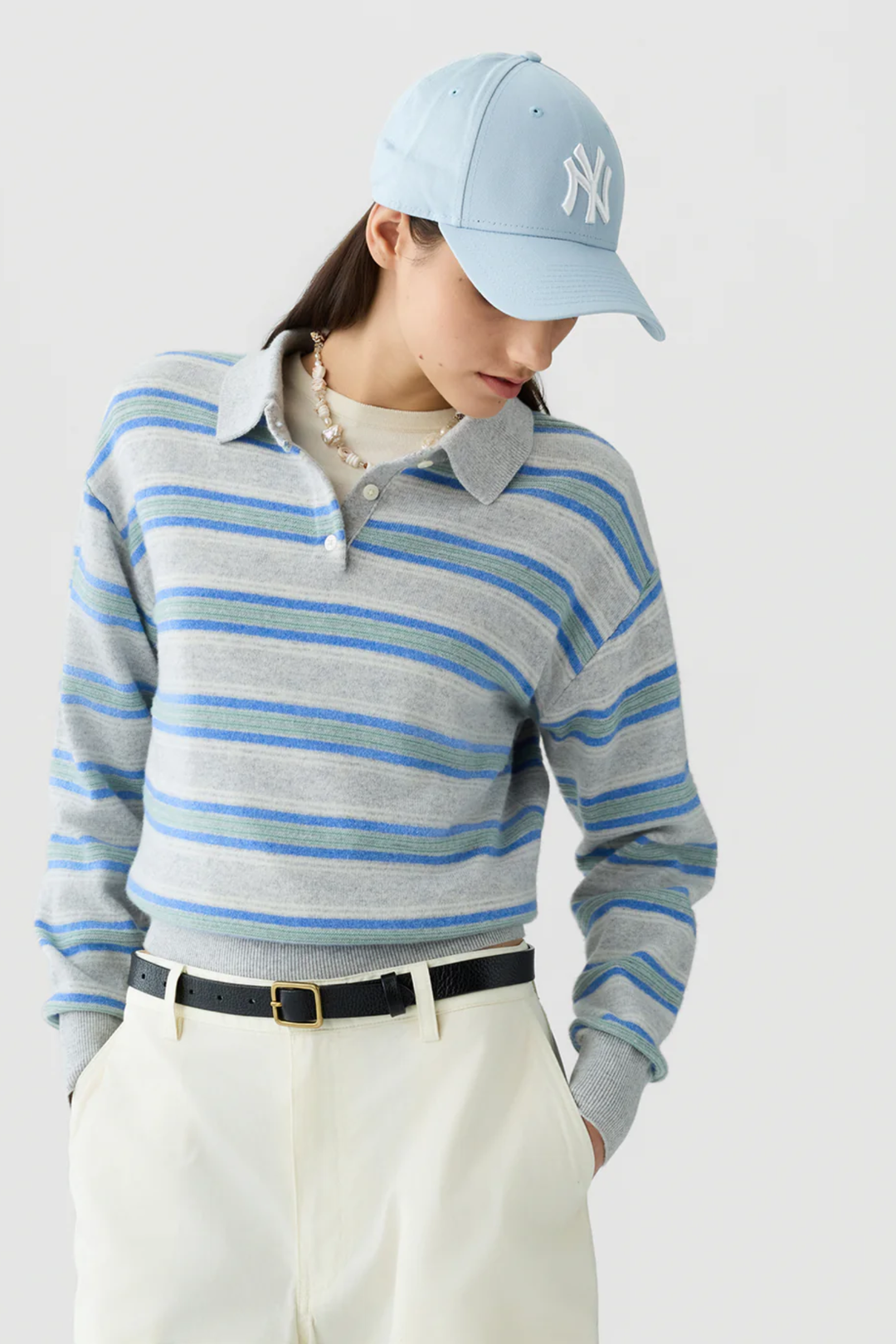 Collegiate Stripe Polo- Stone Combo