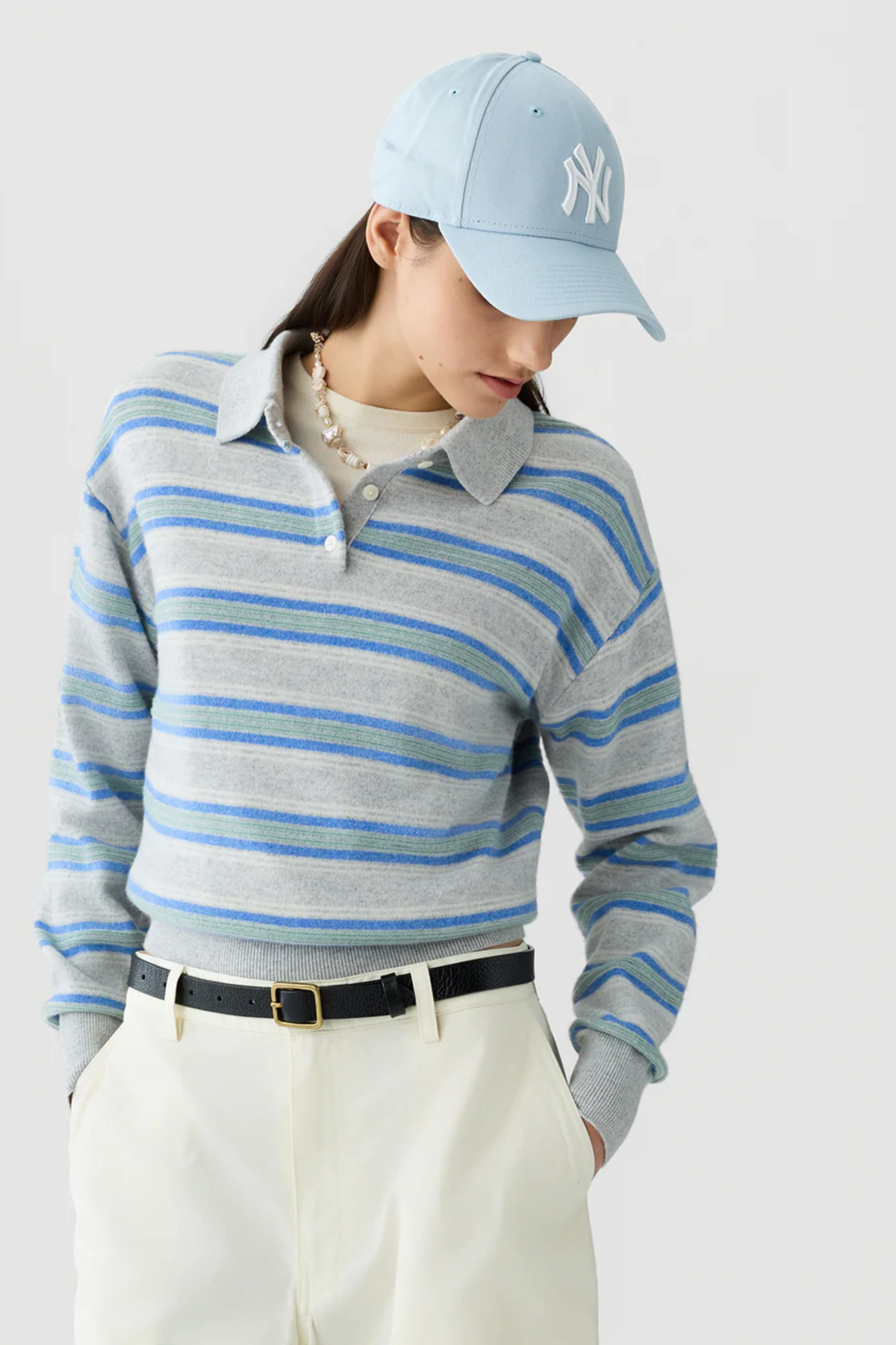 Collegiate Stripe Polo- Stone Combo