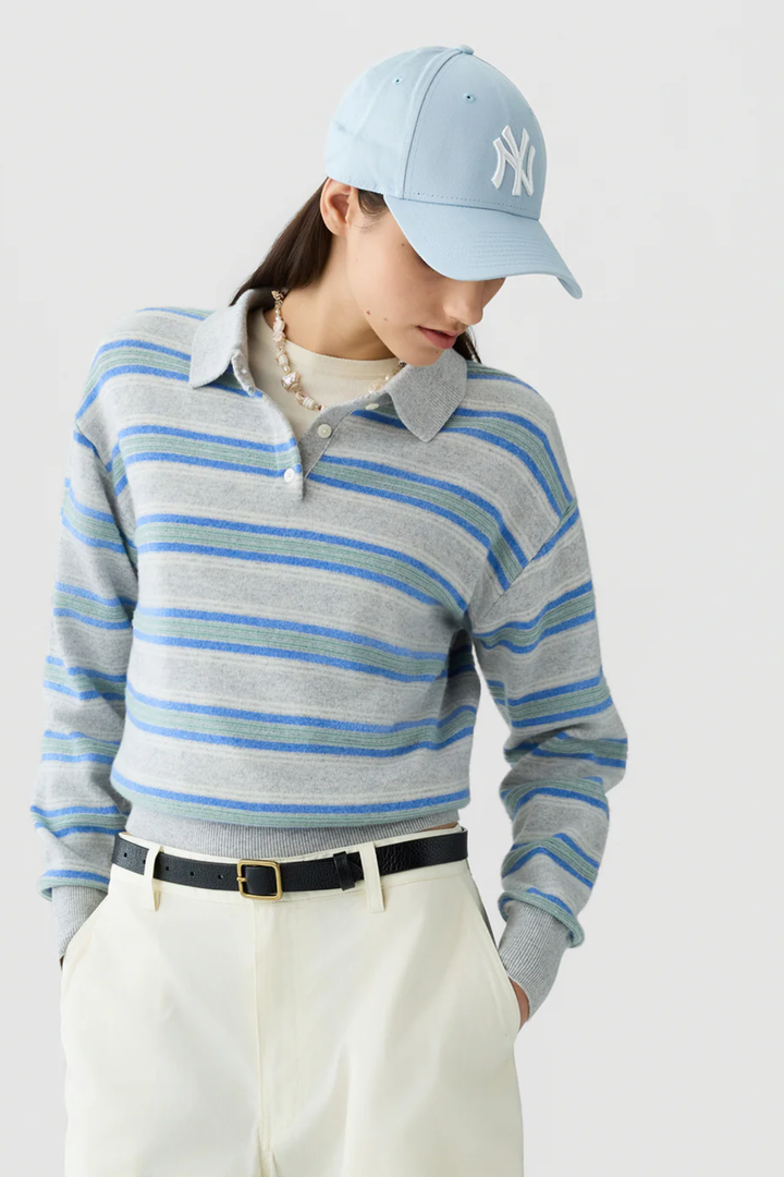 Collegiate Stripe Polo- Stone Combo