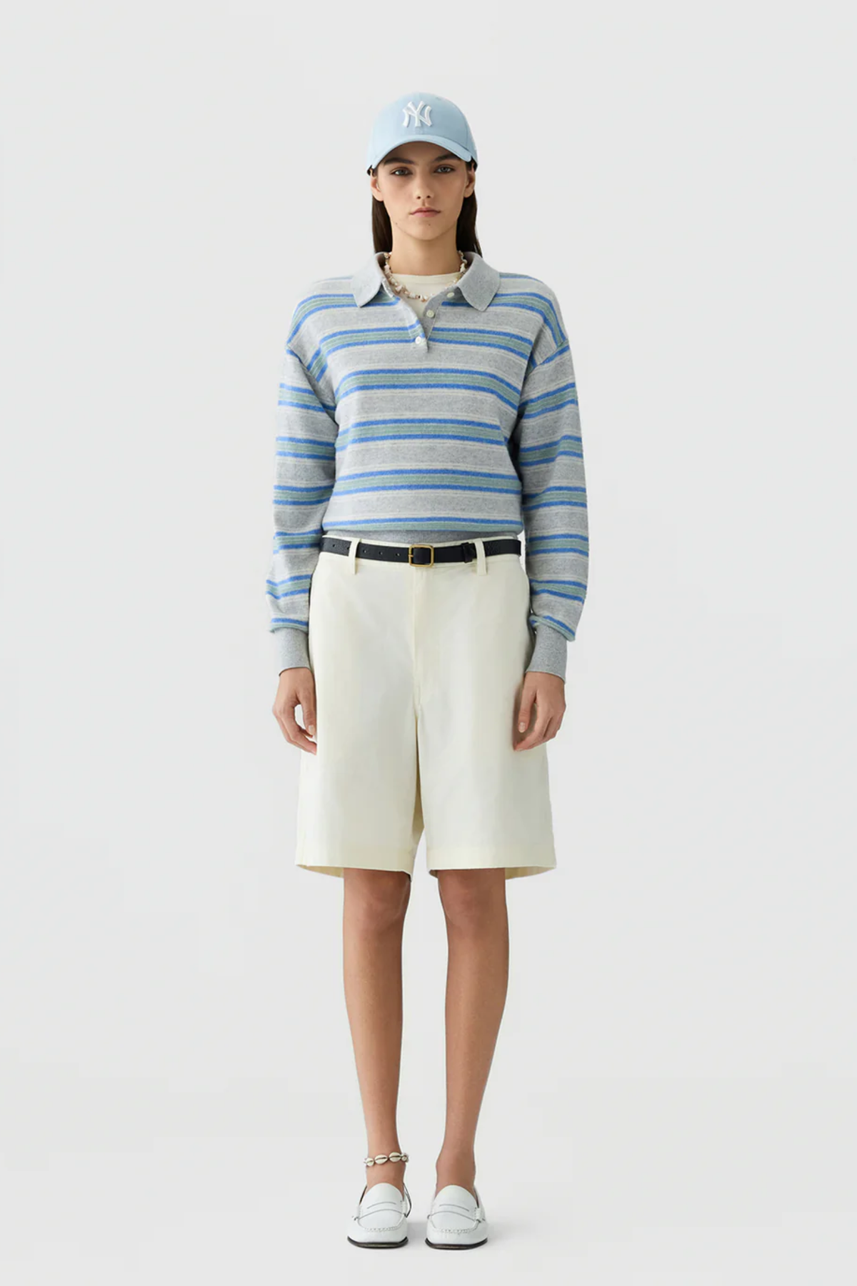 Collegiate Stripe Polo- Stone Combo