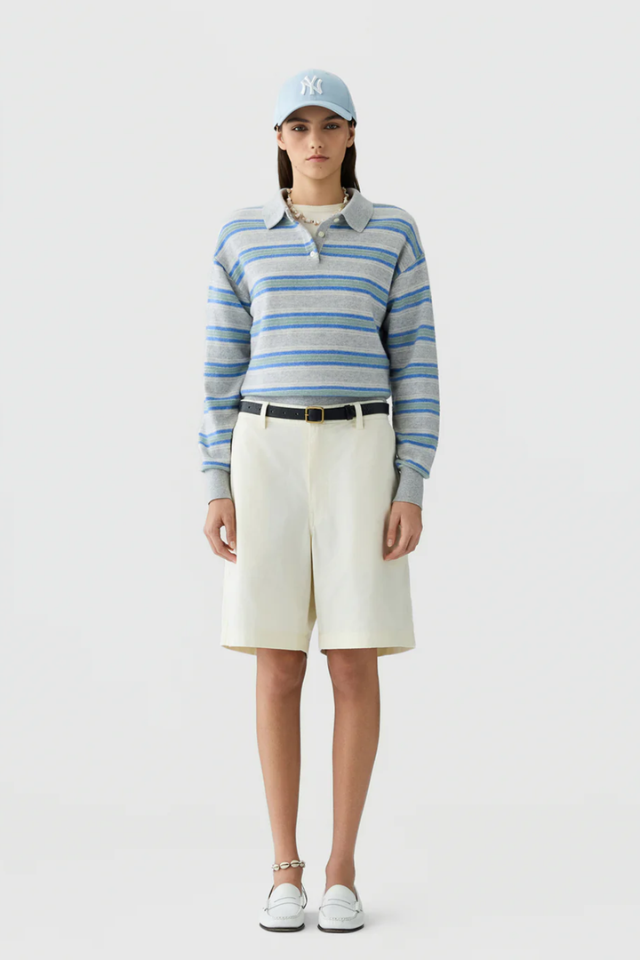 Collegiate Stripe Polo- Stone Combo