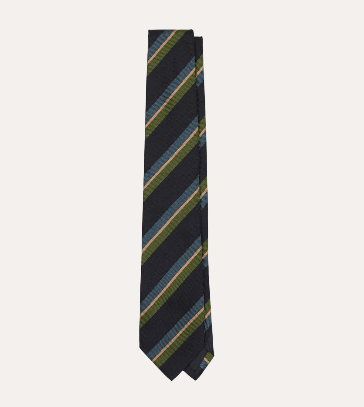 Repp Silk Tie Navy, Green, Blue & Yellow – packshot