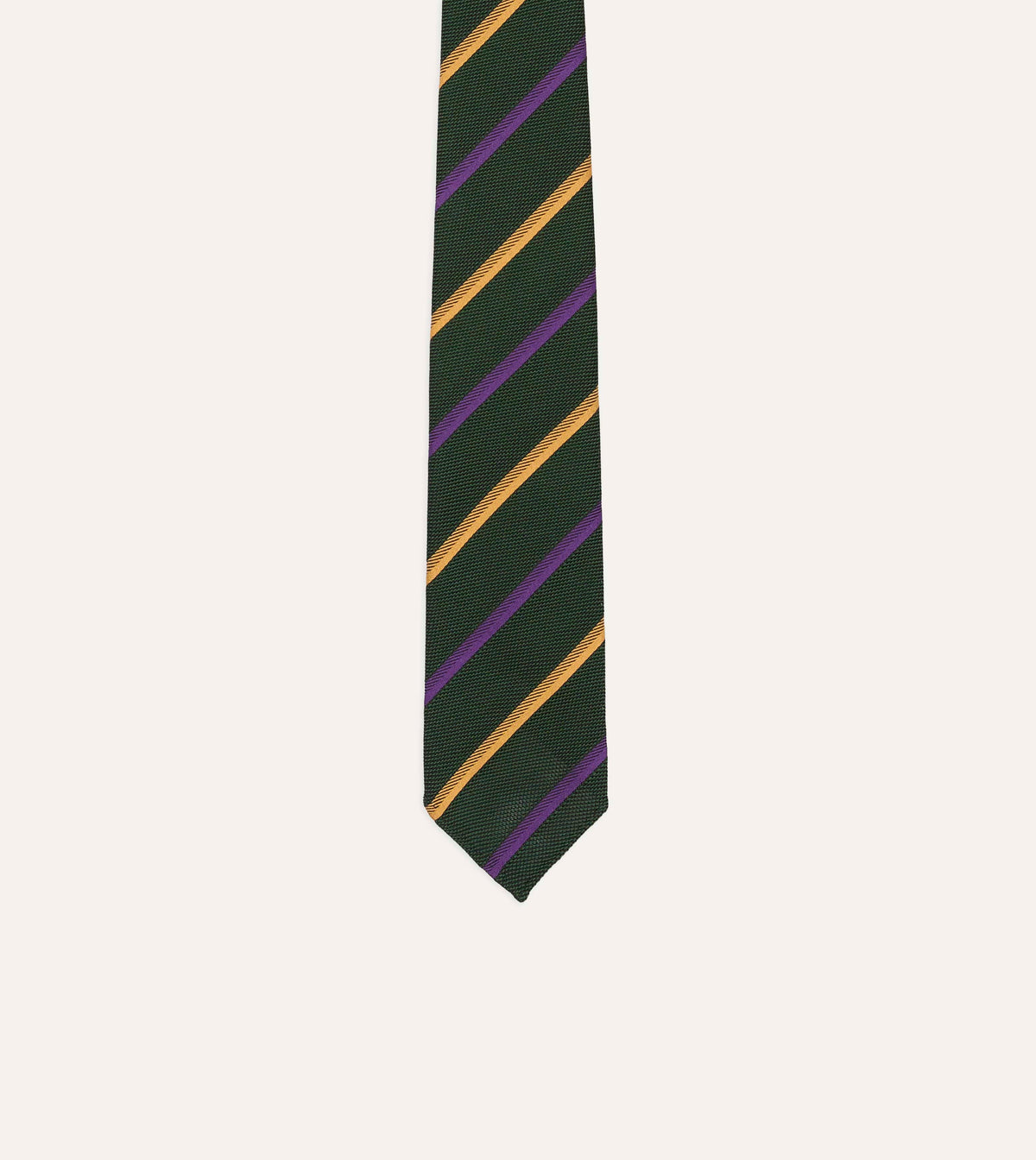 Grenadine Silk Tie Green, Yellow & Purple – nærbilde av bladet