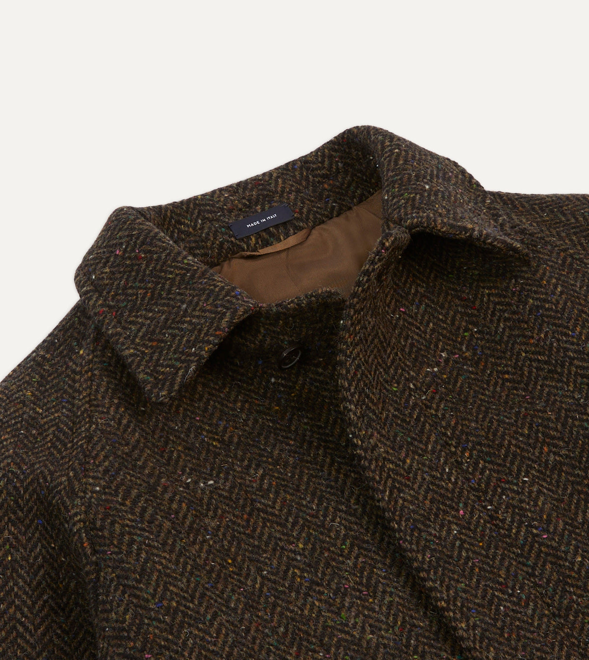 Wool Raglan Coat Brown Herringbone